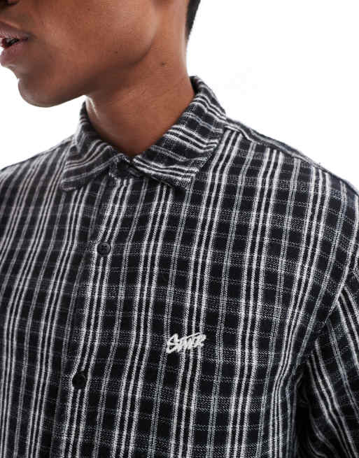 Pull&Bear checked shirt in black | ASOS