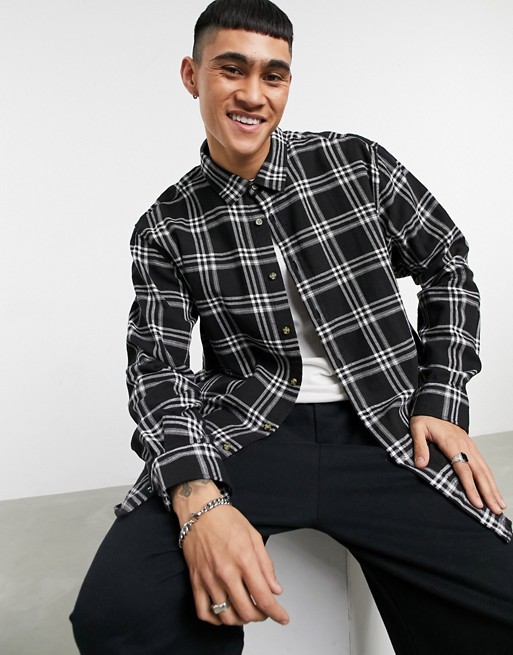 Pull&Bear checked shirt in black