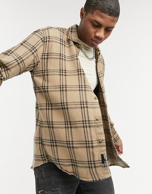 Pull&Bear checked shirt in brown