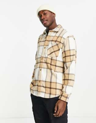 Pull&Bear checked shirt in ecru