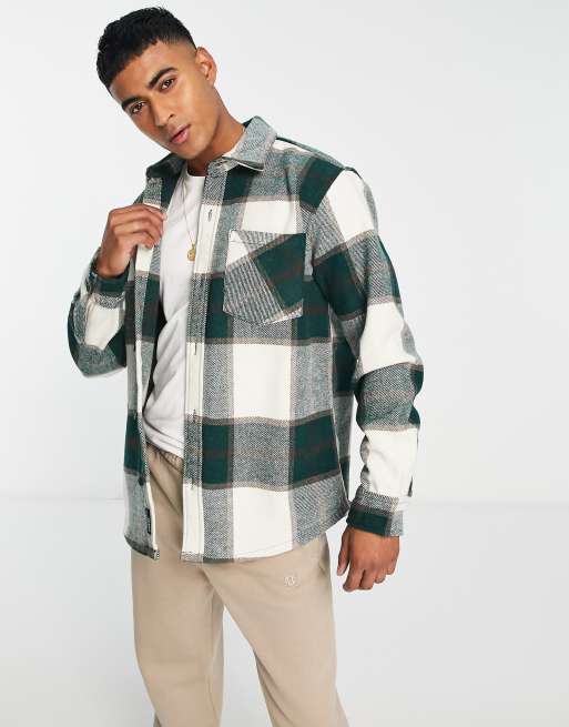 Pull&Bear checked shirt in green | ASOS