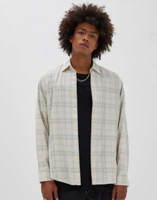 Pull&Bear checked shirt in white