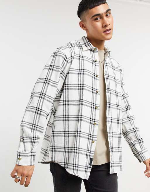 PULL & BEAR Mens Check Shirts Cotton Long Sleeve Soft Flannel