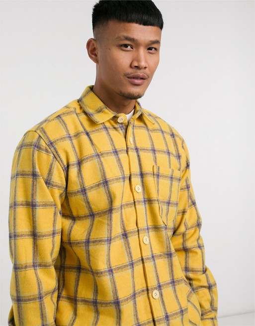 Pull&Bear checked shirt in yellow
