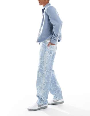 Pull & Bear Checkerboard Baggy Jeans