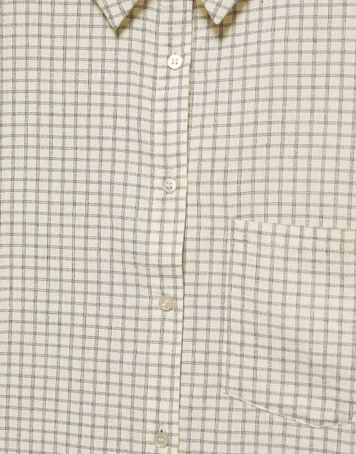 Pull&Bear chemise à carreaux avec poche couleur vanille, 6 de 7