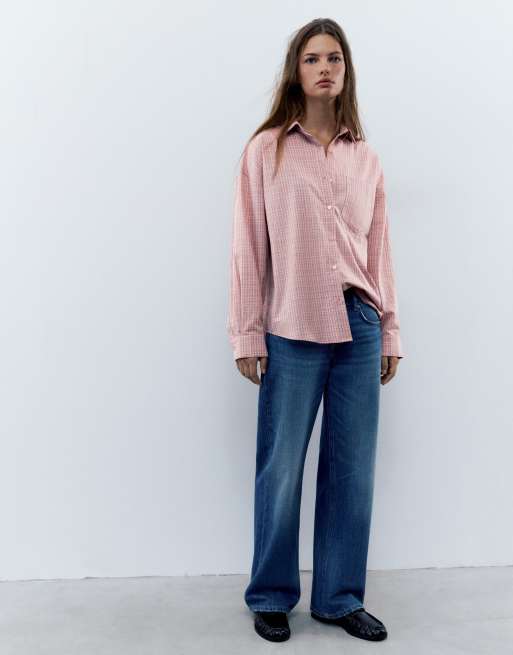 Pull&Bear chemise à carreaux avec poche rose, 4 de 7