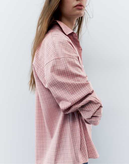 Pull&Bear chemise à carreaux avec poche rose, 5 de 7