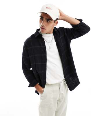 Pull&Bear checked shirt in black - ASOS Price Checker