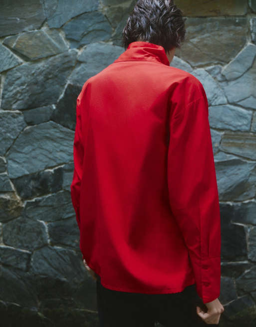 Pull&Bear chemise à col montant rouge, 2 de 6