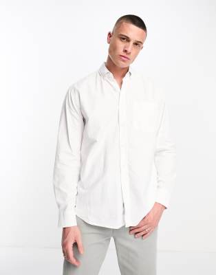 Pull & Bear - Chemise à manches longues - Blanc