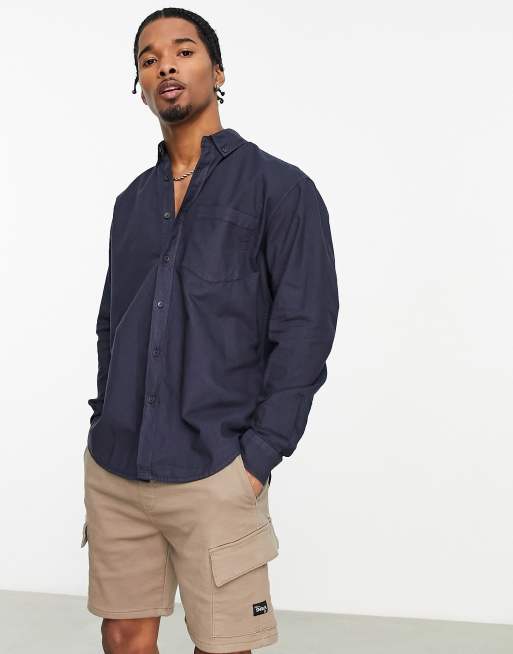 Pull&Bear - Chemise à manches longues - Bleu marine