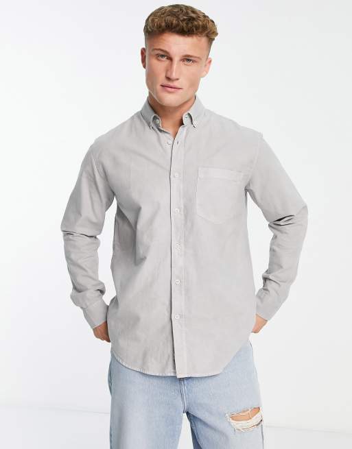Pull&Bear - Chemise à manches longues - Gris