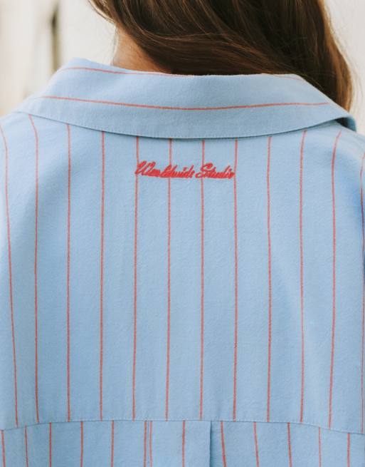 Pull&Bear chemise à rayures bleu délavé, 3 de 7