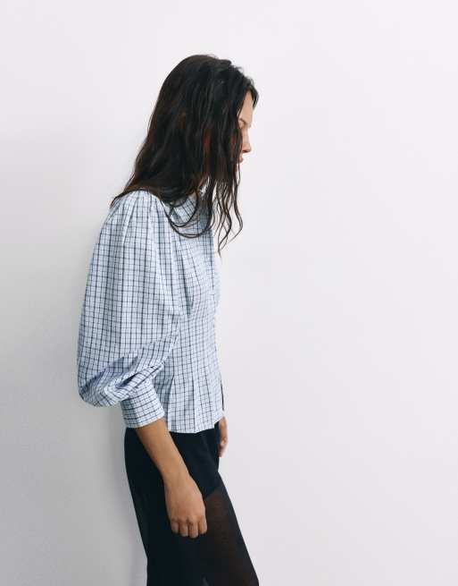 Pull&Bear chemise ajustée à carreaux gris/bleu, 3 de 7