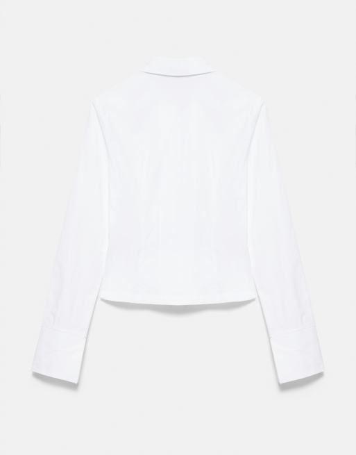 Pull&Bear chemise ajustée à fermeture éclair et clous blanche, 7 de 7