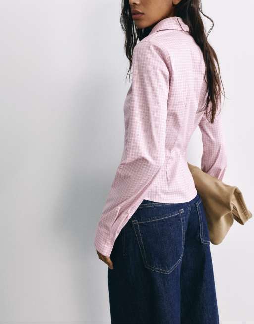 Pull&Bear chemise ajustée à larges poignets rose, 2 de 7