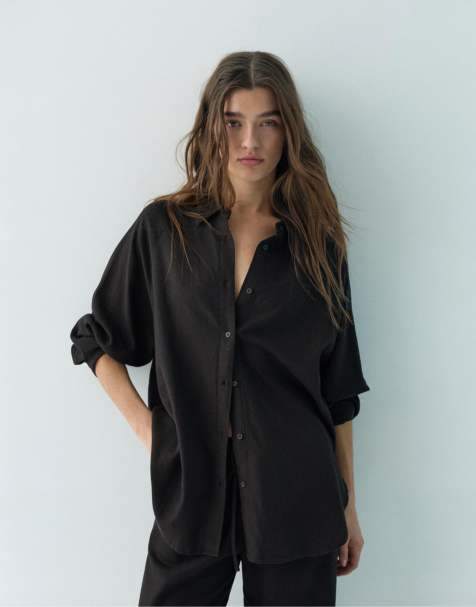 Pull&Bear - Chemise champêtre à manches longues - Noir - view 1