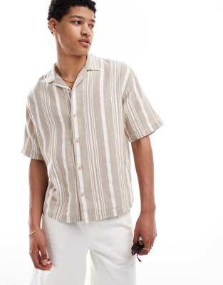 Chemise champtre  rayures - Taupe - Pull & bear - Modalova