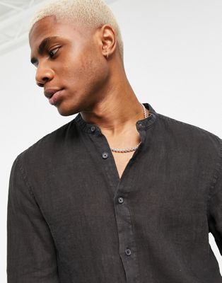 Chemises Pull&Bear - Chemise d'ensemble en lin - Noir