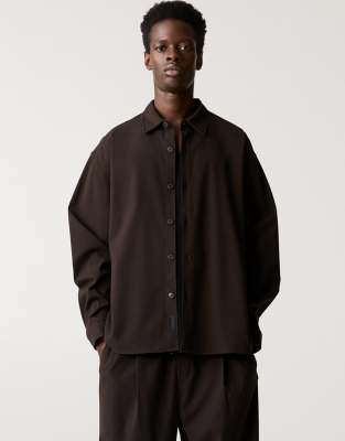 Pull & Bear - Chemise d'ensemble - Marron