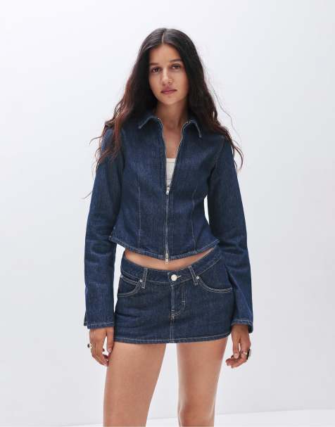 Pull&Bear - Chemise en jean zippée - Bleu foncé - view 1