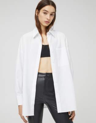 Veste Chemise Pull&Bear – Bleu Blanc à Carreaux – Laine Polaire – Femme S