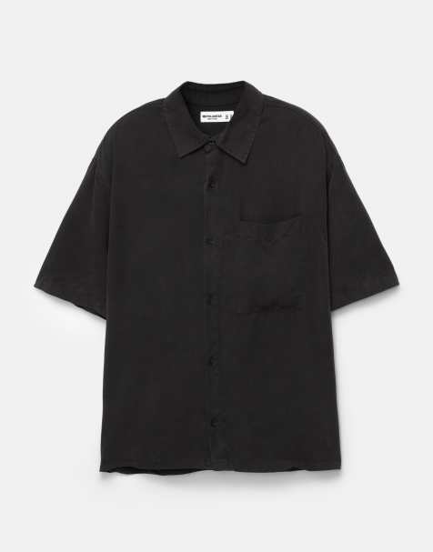 Pull&Bear - Chemise fluide à manches courtes - Noir - view 1