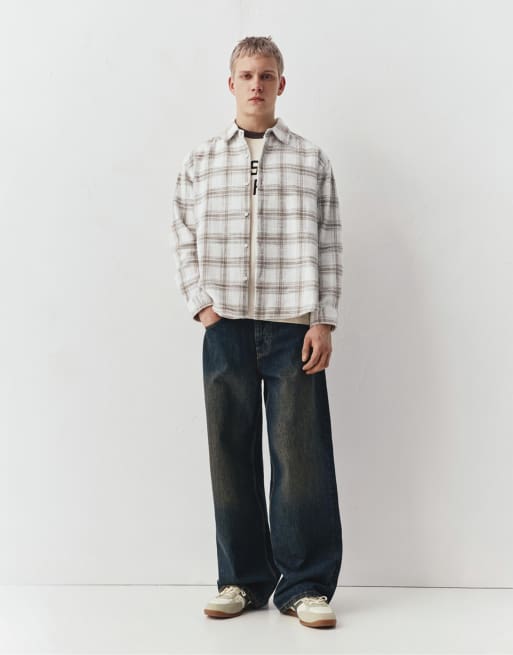 Pull&Bear - Chemise manches longues à carreaux - Blanc cassé, 2 de 4