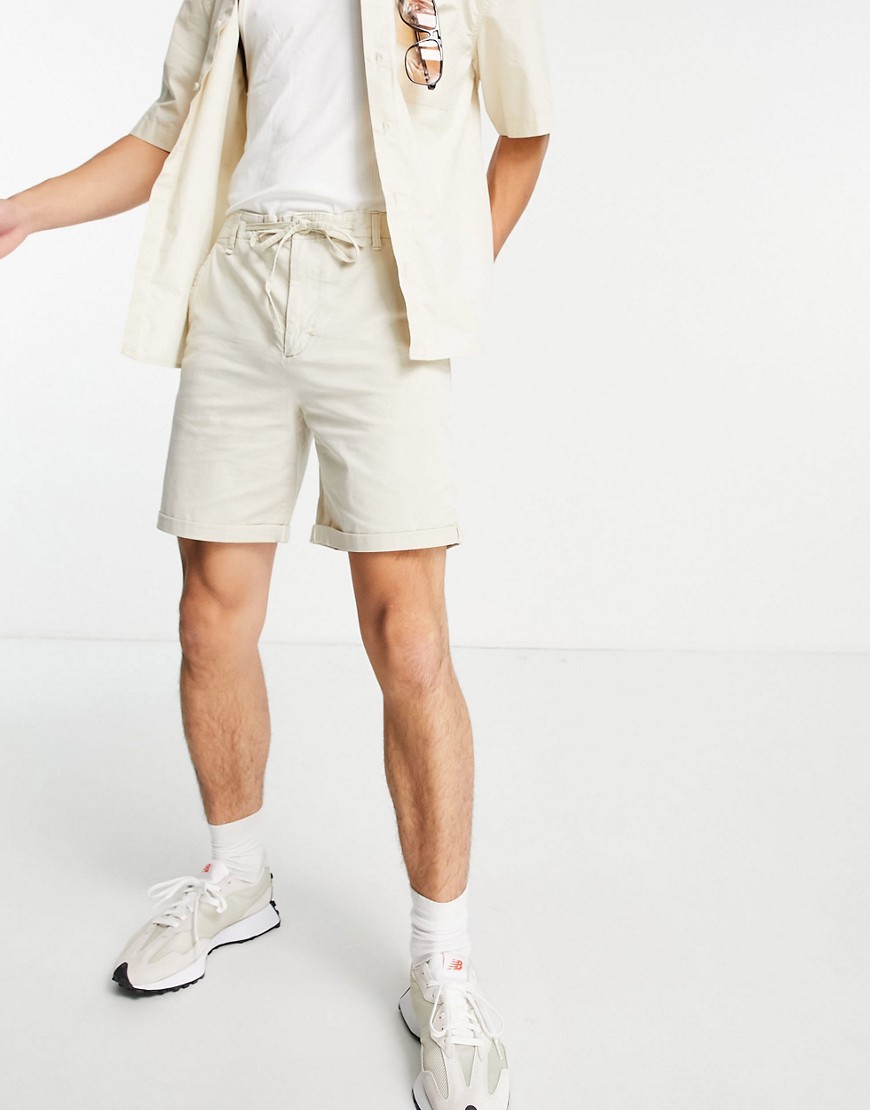 Pull & Bear Chino Shorts In Beige-neutral