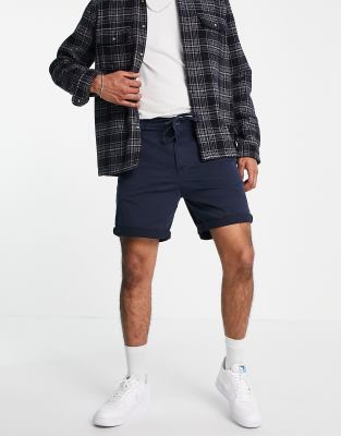 Pull & Bear Chino Shorts In Navy | ModeSens