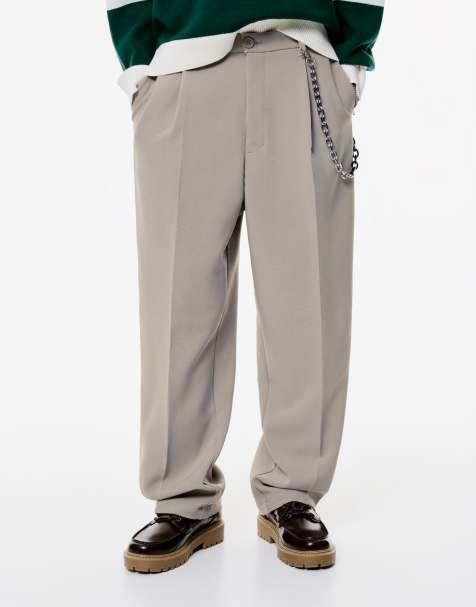 Pull&Bear - Chino tortora con pinces - view 1