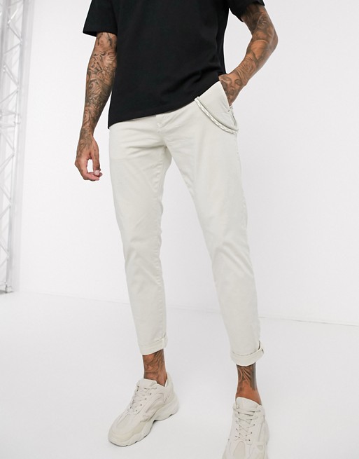 Pull&Bear chino trouser with chain in beige