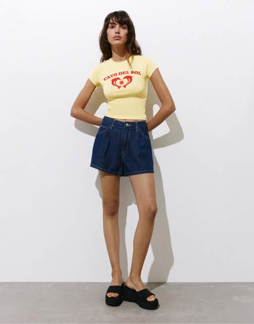 Pull&Bear - Chiringuito - T-shirt met dolfijnen in lichtgeel, 4 van 4