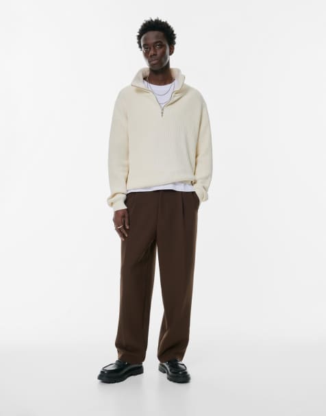 Pull&Bear – Chokladbruna, figursydda byxor - view 1