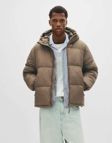 Pull&Bear - Chokoladebrun dynejakke med hætte - view 1