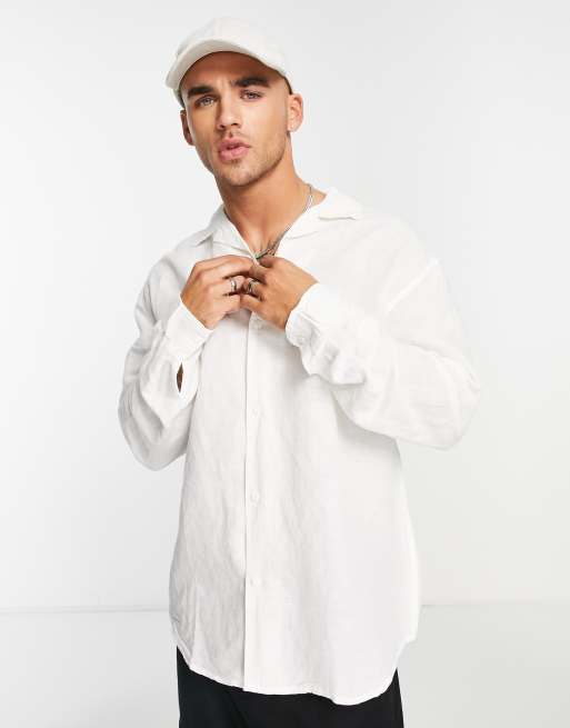 Pull&Bear chore overshirt in white