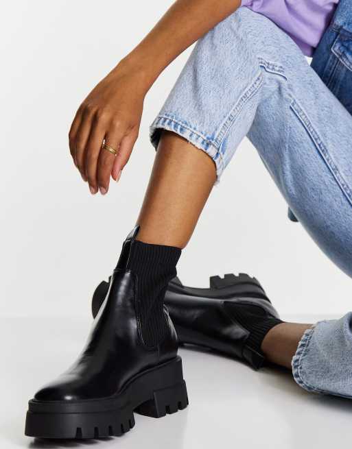 chunky flat ankle boots in black | ASOS