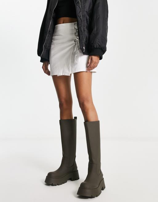 Plus size khaki shop skirt knee high boots