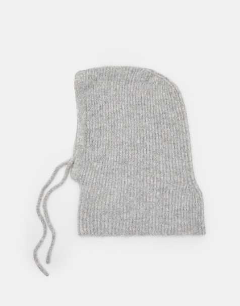 Pull&Bear Chunky knit balaclava in medium grey - view 1