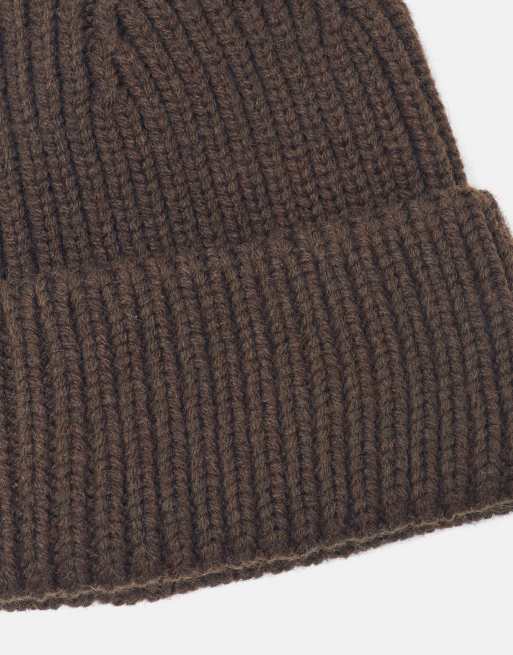 Pull&Bear Chunky knit beanie in brown, 4 of 5