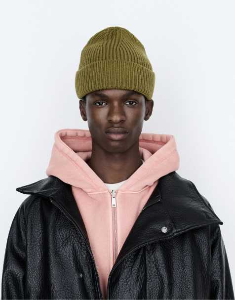 Pull&Bear Chunky knit beanie in khaki - view 1