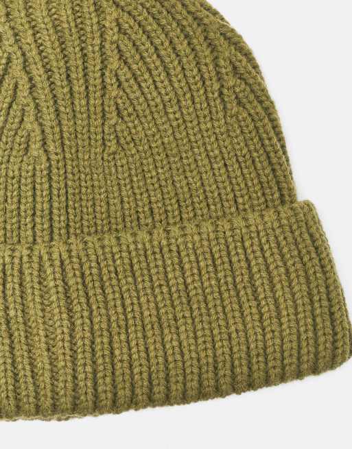 Pull&Bear Chunky knit beanie in khaki, 4 of 5