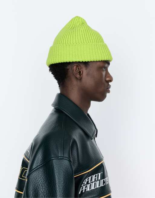 Pull&Bear Chunky knit beanie in lime, 2 of 6