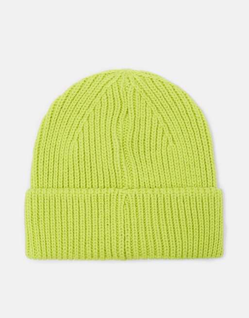 Pull&Bear Chunky knit beanie in lime, 6 of 6