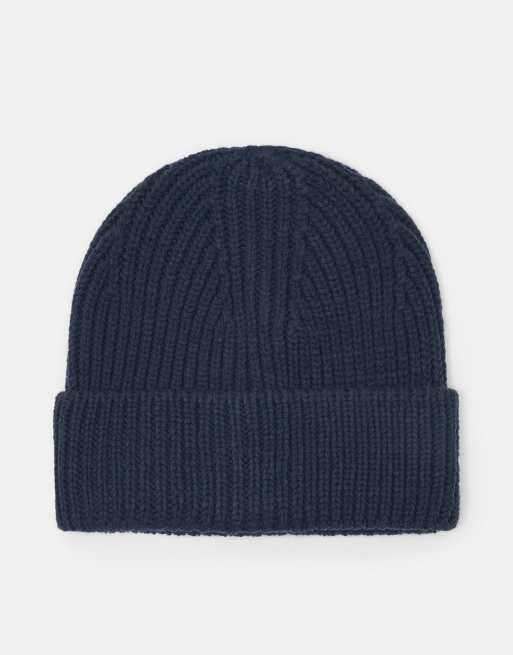 Pull&Bear Chunky knit beanie in navy, 4 of 6