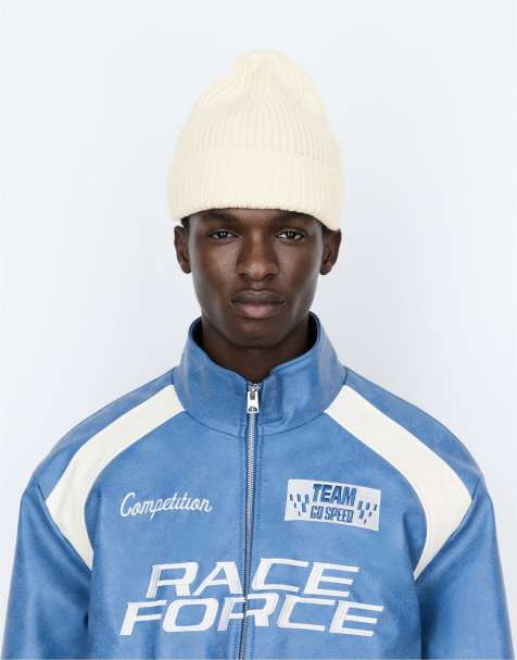 Pull&Bear Chunky knit beanie in off white - view 1