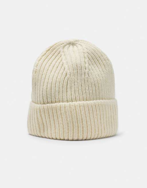 Pull&Bear Chunky knit beanie in off white, 2 of 5