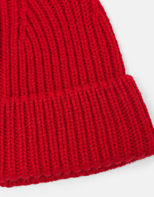 Pull&Bear Chunky knit beanie in red, 4 of 5