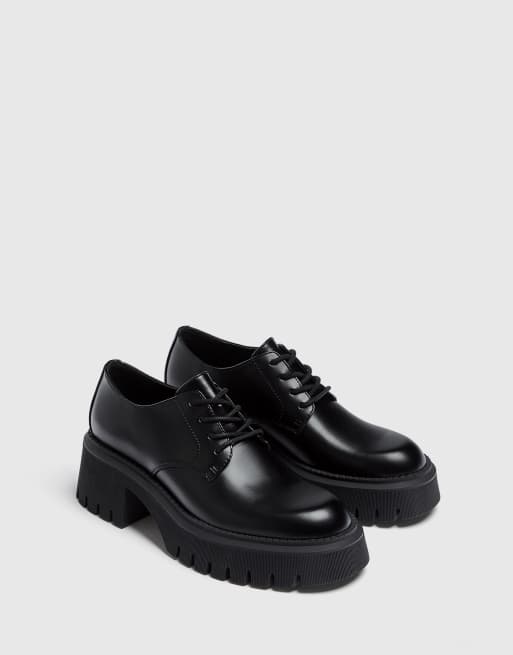Pull&Bear chunky lace up loafer in black ASOS